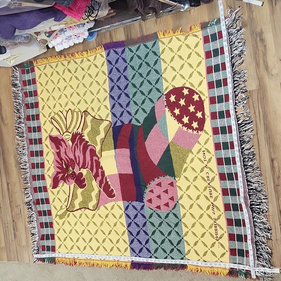 NOT A CREATURE WAS STIRRING Cat in Christmas Stocking Woven Blanket Throw - Picture 9 of 9
